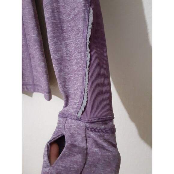 Lululemon size 8 Pull-Over Top Long Sleeve Cold 1/4 zip Hands Warm Heart Purple - Picture 2 of 9
